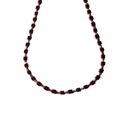 Royal Purple Hematite Cube Necklace