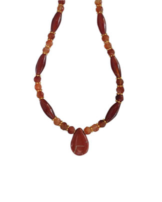 Carved Carnelian - Jasper Drop Voice Necklace