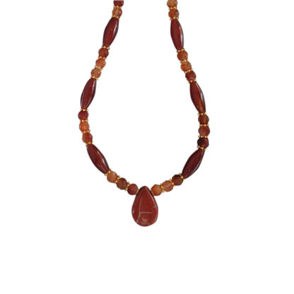 Carved Carnelian - Jasper Drop Voice Necklace