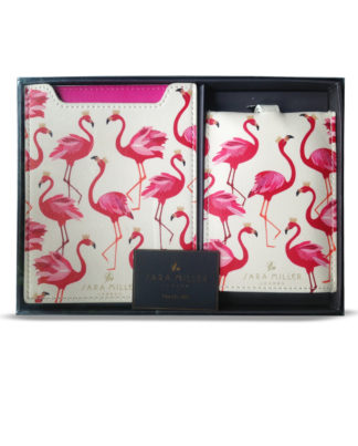 Sara Miller Flamingo Passport Cover & Travel Tag Luggage Set