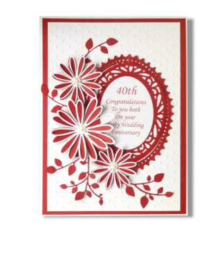 Hand Crafted Boxed Ruby Anniversary Decoupage Greetings Card