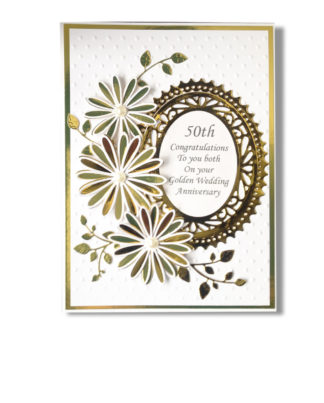 Hand Crafted Boxed Golden Anniversary Decoupage Greetings Card