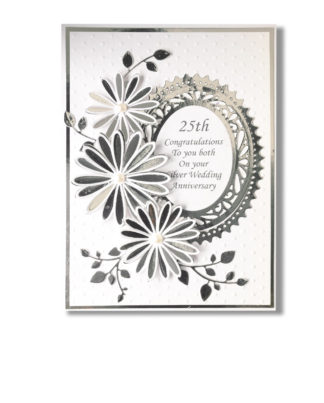 Hand Crafted Boxed Silver Anniversary Decoupage Greetings Card