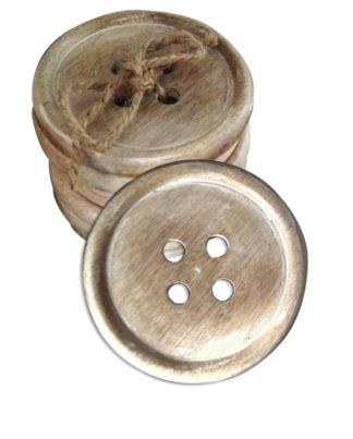 Sass & Belle Set of 6 Button Wood Coasters