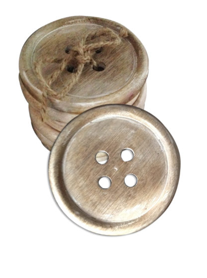 Sass & Belle Set of 6 Button Wood Coasters