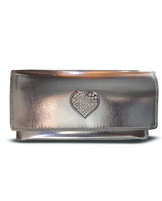 Silver Gemstone Glasses Case - Diamanté Heart