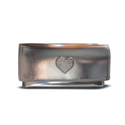 Silver Gemstone Glasses Case - Diamanté Heart
