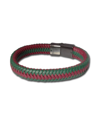 Mens Plaited Leather Bracelet | Two tone leather wristband