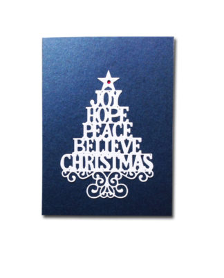 Christmas Sentiments Tree Card | Handcrafted Christmas Cards x 5