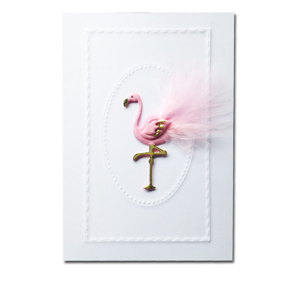 Pink Flamingo Greetings Card | Handcrafted card