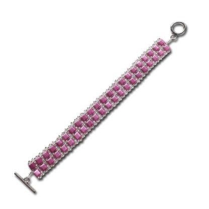 Pink Square Rhombus Bead Cuff Bracelet